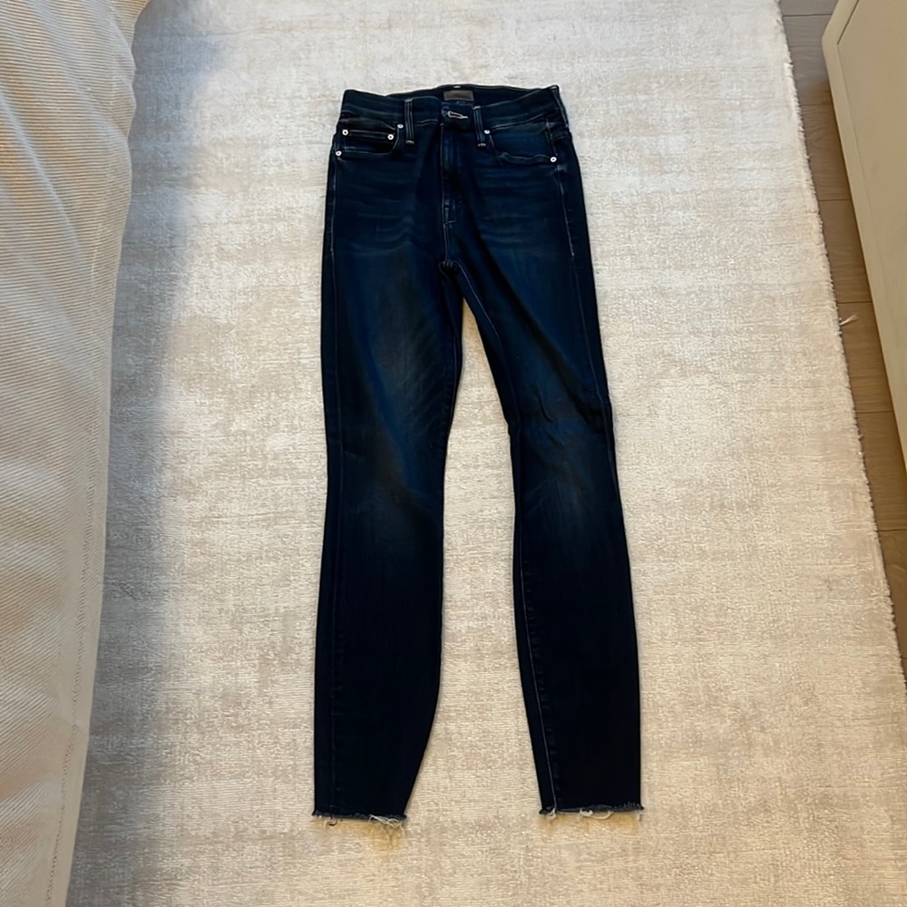Mother The looker ankle fray jeans- dark denim - Picture 2 of 5